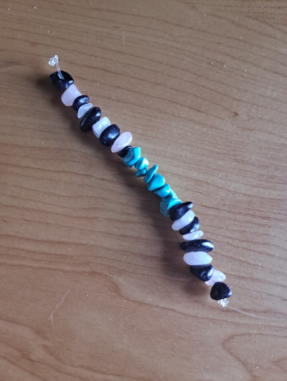 Handmade Turquoise, 'Black,' & Rose Quartz Meditation Beads (/Bracelet XS)